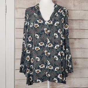 Free People muted green floral tunic